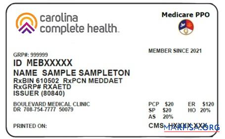 Realistic North Carolina health insurance card real example